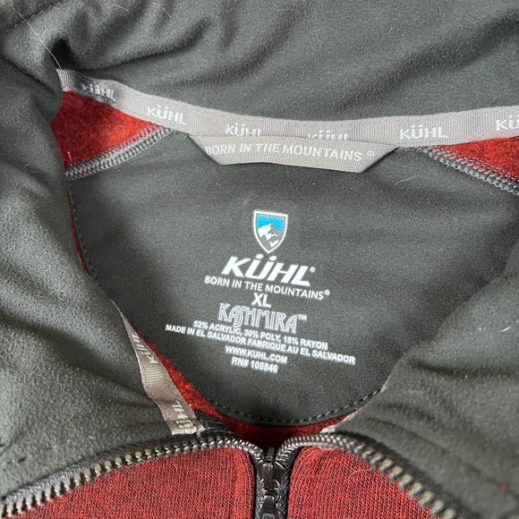 Kuhl Revel 1/4 Zip Sweater Mens XL Red Gray Kashmira Hiking Wicking Outdoor - Picture 3 of 9